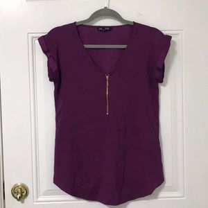 Silky Zip Front Gramercy Tee